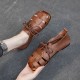 Cow Leather Retro Woven Sandals Lace-Up Soft Sole Women's Shoes Cow Leather Retro Woven Sandals Lace-Up Soft Sole Women's Shoes