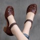 Ethnic style Retro Cowhide Braided Hollow Thick Heel Sandals Ethnic style Retro Cowhide Braided Hollow Thick Heel Sandals