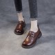 Retro Handmade Genuine Leather Women's Lace-up Loafers Retro Handmade Genuine Leather Women's Lace-up Loafers