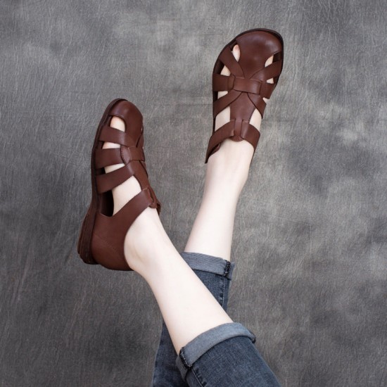 Women's Handmade Leather Comfortable Closed Toe Sandals Fisherman Shoes Women's Handmade Leather Comfortable Closed Toe Sandals Fisherman Shoes