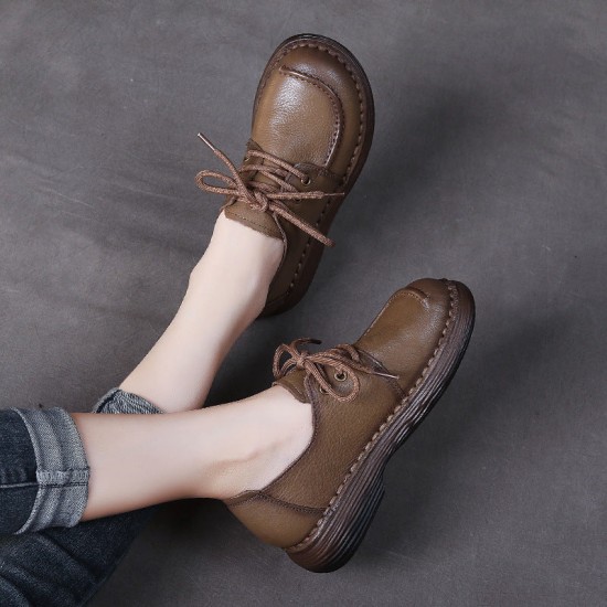 Handmade Genuine Leather Soft Sole Casual Comfort Lace Up Women's Shoes Handmade Genuine Leather Soft Sole Casual Comfort Lace Up Women's Shoes