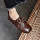 Genuine Leather Square Toe Retro Lace Up Flats Women's Shoes Genuine Leather Square Toe Retro Lace Up Flats Women's Shoes