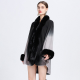 Faux Fur Tie Dye Knitted Poncho Fuzzy Panel Shawl Faux Fur Tie Dye Knitted Poncho Fuzzy Panel Shawl