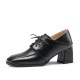 Square-toe Chunky Heel Lace-up Mid-heel Loafers Shoes for Women Square-toe Chunky Heel Lace-up Mid-heel Loafers Shoes for Women