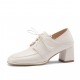 Square-toe Chunky Heel Lace-up Mid-heel Loafers Shoes for Women Square-toe Chunky Heel Lace-up Mid-heel Loafers Shoes for Women