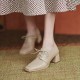 Square-toe Chunky Heel Lace-up Mid-heel Loafers Shoes for Women Square-toe Chunky Heel Lace-up Mid-heel Loafers Shoes for Women