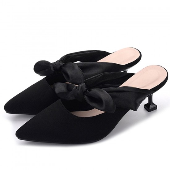 Womens Suede Bow-knot Kitten Heel Mule Womens Suede Bow-knot Kitten Heel Mule