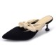 Womens Suede Bow-knot Kitten Heel Mule Womens Suede Bow-knot Kitten Heel Mule