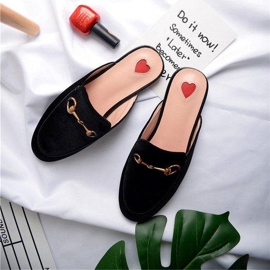 Womens Velvet Heart Oxford Slide Slip On Flat Mules Womens Velvet Heart Oxford Slide Slip On Flat Mules
