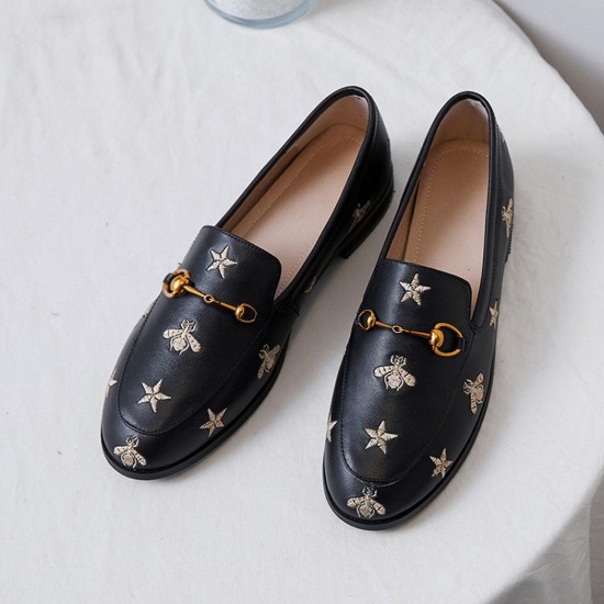 Women Classic Bee and Star Leather Loafers Women Classic Bee and Star Leather Loafers