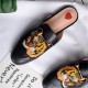 Women Heart Metal Buckle Embroidery Pattern Mules Women Heart Metal Buckle Embroidery Pattern Mules