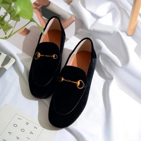 Women Classic Metal Buckle Velvet Loafers Flat Shoes Women Classic Metal Buckle Velvet Loafers Flat Shoes