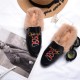 Women Casual Buckle Fur Embroidery Mules Slippers Shoes Women Casual Buckle Fur Embroidery Mules Slippers Shoes