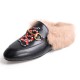 Women Casual Buckle Fur Embroidery Mules Slippers Shoes Women Casual Buckle Fur Embroidery Mules Slippers Shoes
