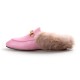 Women Handmade Leather Fur Flat Slippers Mules Women Handmade Leather Fur Flat Slippers Mules