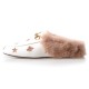 Bee Star Embroidered Furry Fur Slip on Mules Bee Star Embroidered Furry Fur Slip on Mules