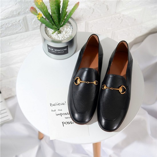 Women Classic Metal Buckle Leather Loafers Flat Shoes Women Classic Metal Buckle Leather Loafers Flat Shoes