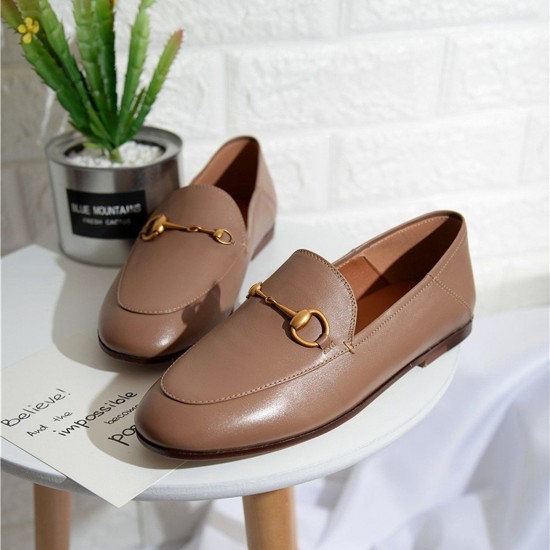 Women Classic Metal Buckle Leather Loafers Flat Shoes Women Classic Metal Buckle Leather Loafers Flat Shoes