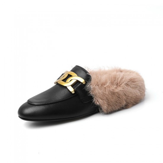 Furry Fur Slip on Mules Shoes Furry Fur Slip on Mules Shoes