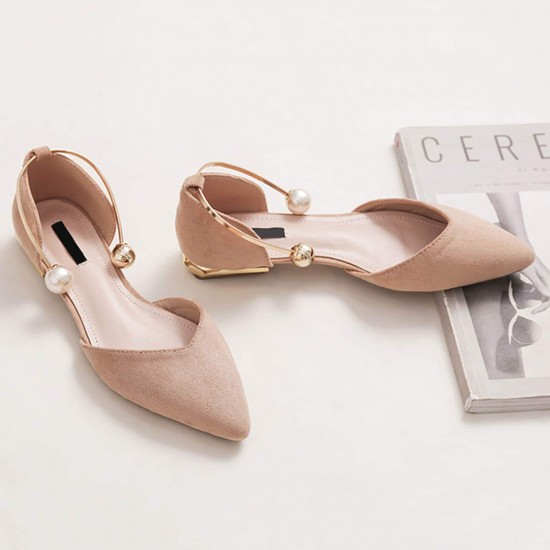 Womens Pearl Buckle Pointed Toe Flat Shoes Womens Pearl Buckle Pointed Toe Flat Shoes