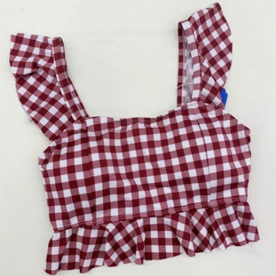 Sweet Swimsuits 2-Piece Set Plaid Ruffles Bathing Suits for Women Sweet Swimsuits 2-Piece Set Plaid Ruffles Bathing Suits for Women