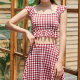 Sweet Swimsuits 2-Piece Set Plaid Ruffles Bathing Suits for Women Sweet Swimsuits 2-Piece Set Plaid Ruffles Bathing Suits for Women