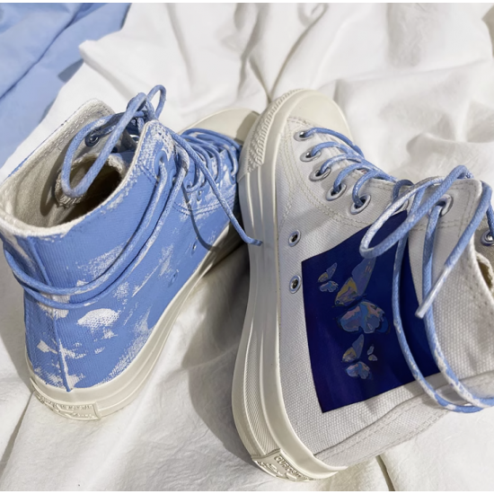 Japanese Harajuku Graffiti Butterfly High-top Canvas Shoes Japanese Harajuku Graffiti Butterfly High-top Canvas Shoes