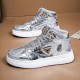 Metal Luster Couple High-Top Skateboard Sneakers Metal Luster Couple High-Top Skateboard Sneakers