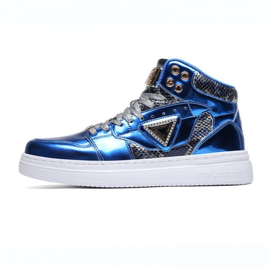 Metal Luster Couple High-Top Skateboard Sneakers Metal Luster Couple High-Top Skateboard Sneakers