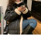 Womens Stand Collar Motorcycle Style Aviator Jacket Coat Winter Warm Womens Stand Collar Motorcycle Style Aviator Jacket Coat Winter Warm