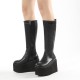 Womens Mid-Calf Boots Platform Wedge Gothic Punk Shoes Womens Mid-Calf Boots Platform Wedge Gothic Punk Shoes