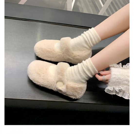 Women Faux-Fur Loafers Cute Winter Fleece Flat Casual Shoes Women Faux-Fur Loafers Cute Winter Fleece Flat Casual Shoes