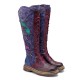Womens Purple & Burgundy Patchwork Lace-Up Leather Cowboy Boot Womens Purple & Burgundy Patchwork Lace-Up Leather Cowboy Boot