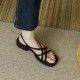 Women's Leather Low Heel Spaghetti Strap Slingback Casual Sandals Women's Leather Low Heel Spaghetti Strap Slingback Casual Sandals