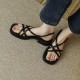 Women's Leather Low Heel Spaghetti Strap Slingback Casual Sandals Women's Leather Low Heel Spaghetti Strap Slingback Casual Sandals