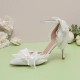 Lily of the valley Elegant Elf Fairy Princess Wedding High Heels - White Lily of the valley Elegant Elf Fairy Princess Wedding High Heels - White