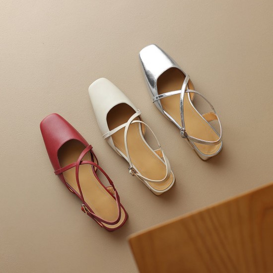 Women's Handmade Vintage Cross Buckle Summer Low Heel Sandals Women's Handmade Vintage Cross Buckle Summer Low Heel Sandals