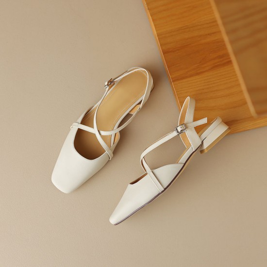 Women's Handmade Vintage Cross Buckle Summer Low Heel Sandals Women's Handmade Vintage Cross Buckle Summer Low Heel Sandals