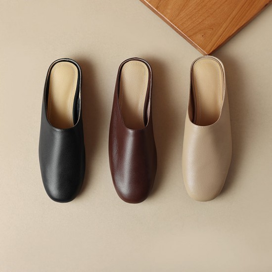 Women's Leather Retro Minimalist Comfort Mule Shoes Women's Leather Retro Minimalist Comfort Mule Shoes