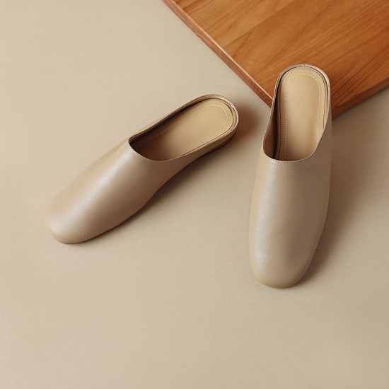 Women's Leather Retro Minimalist Comfort Mule Shoes Women's Leather Retro Minimalist Comfort Mule Shoes