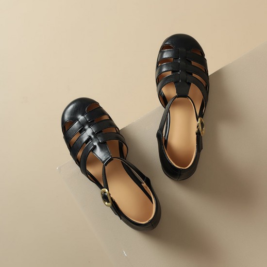 Women's Handmade Leather Round Toe Closed Toe Casual Fisherman Sandals Women's Handmade Leather Round Toe Closed Toe Casual Fisherman Sandals