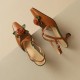 Women's Handmade Leather Elegant Stereoscopic Flower Cross Strap Mid Heel Sandals Women's Handmade Leather Elegant Stereoscopic Flower Cross Strap Mid Heel Sandals