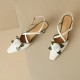 Women's Handmade Leather Elegant Stereoscopic Flower Cross Strap Mid Heel Sandals Women's Handmade Leather Elegant Stereoscopic Flower Cross Strap Mid Heel Sandals