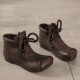 Women's Vintage Ankle Boots Round Head Flat Leather Boots Women's Vintage Ankle Boots Round Head Flat Leather Boots