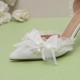 Lily of the valley Elegant Elf Fairy Princess Wedding High Heels - White Lily of the valley Elegant Elf Fairy Princess Wedding High Heels - White