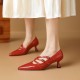 Patent Leather Pointed Toe Kitten Heels Pumps with Buckle Patent Leather Pointed Toe Kitten Heels Pumps with Buckle