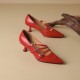 Patent Leather Pointed Toe Kitten Heels Pumps with Buckle Patent Leather Pointed Toe Kitten Heels Pumps with Buckle