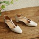 Pointy Toe Block Heels Leather T-Strap Mary Jane Shoes Pointy Toe Block Heels Leather T-Strap Mary Jane Shoes