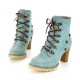 Womens Combat Ankle Boots High Block Heels Shoes Rivet Military Lace Up Boots Womens Combat Ankle Boots High Block Heels Shoes Rivet Military Lace Up Boots