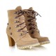 Womens Combat Ankle Boots High Block Heels Shoes Rivet Military Lace Up Boots Womens Combat Ankle Boots High Block Heels Shoes Rivet Military Lace Up Boots